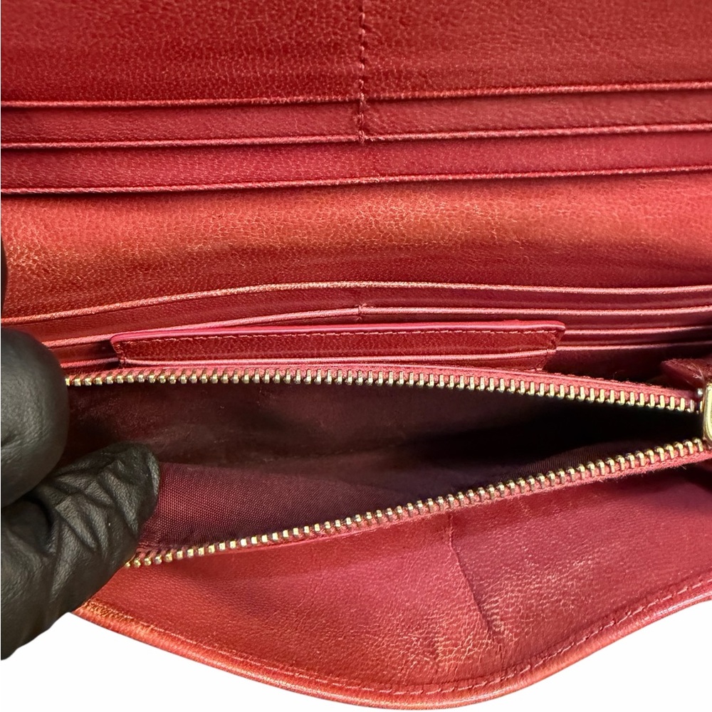 Prada Madras Intrecciato Rosso Long Wallet w/ Removable ID Card Holder (A194) - Picture 12 of 12